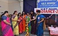 A school ceremony with students gathered on campus