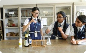 Students working in the science laboratory
